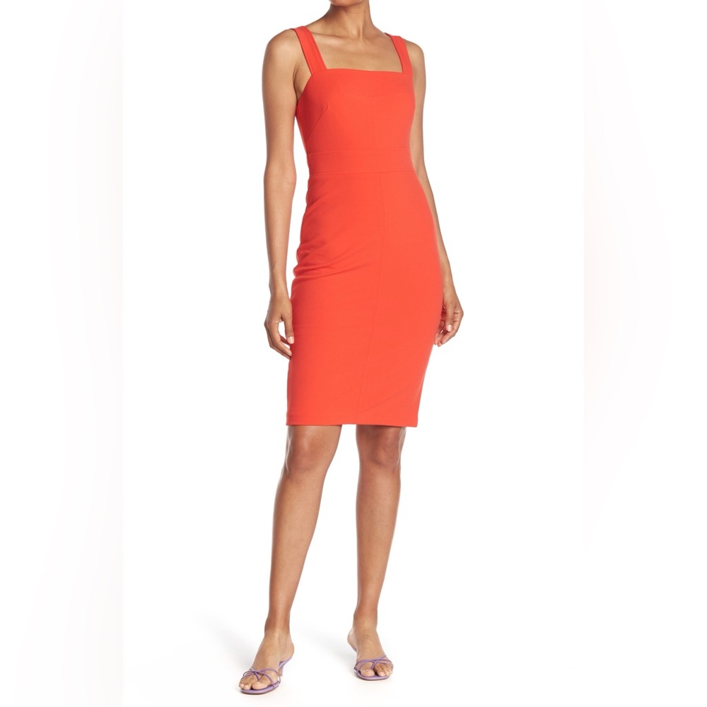 Vince Camuto Scuba Crepe Bodycon Dress Midi Length in Poppy Women’s Size 12
